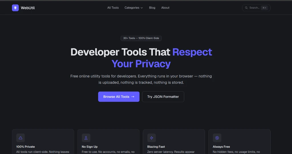 WebUtil — Privacy-First Web Utility Suite